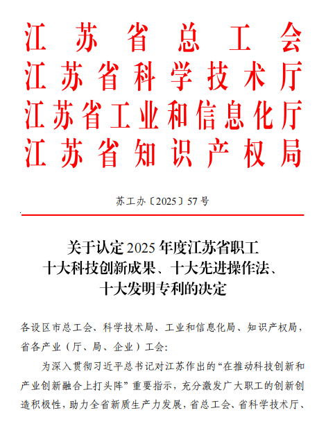 喜报!德彩网集团1项发明专利、2个产改项目获省总工会表彰 喜报!德彩网集团1项发明专利、2个产改项目获省总工会表彰